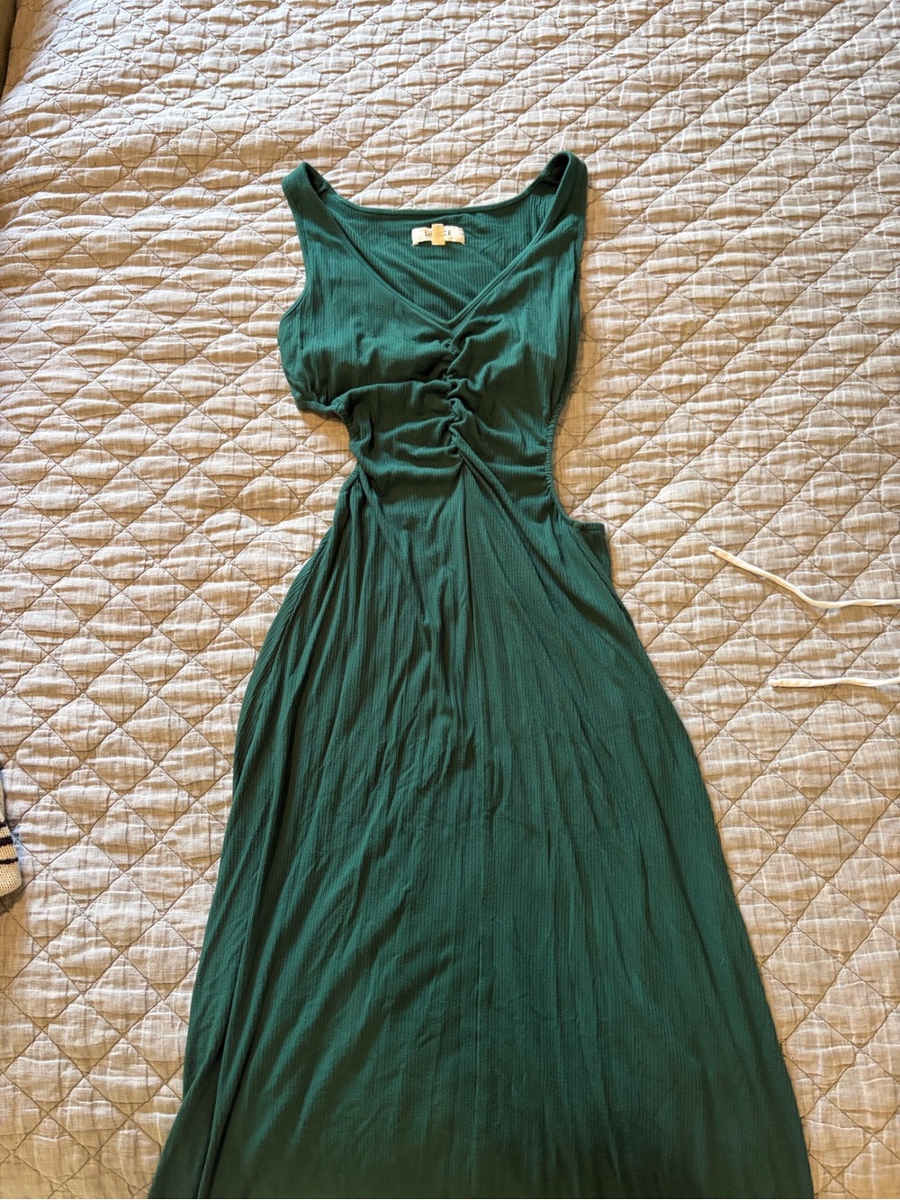LSpace Emerald Green Sleeveless Ruched Maxi Dress size medium